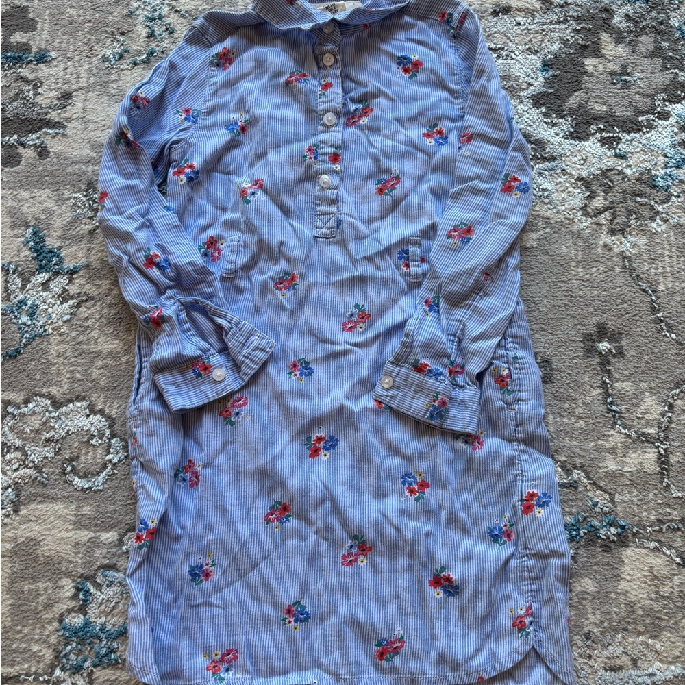 Label of Graded Goods Floral Striped Collared Button-Up Long Sleeve Dress - 5-6